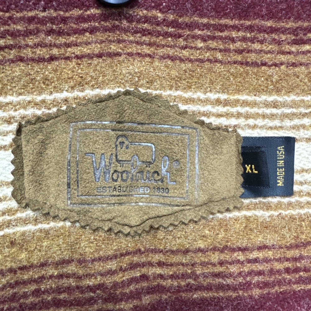 Vintage Woolrich XL Coat LINER ONLY Serape Wool Buttons USA Stripe Replacement - Picture 2 of 7